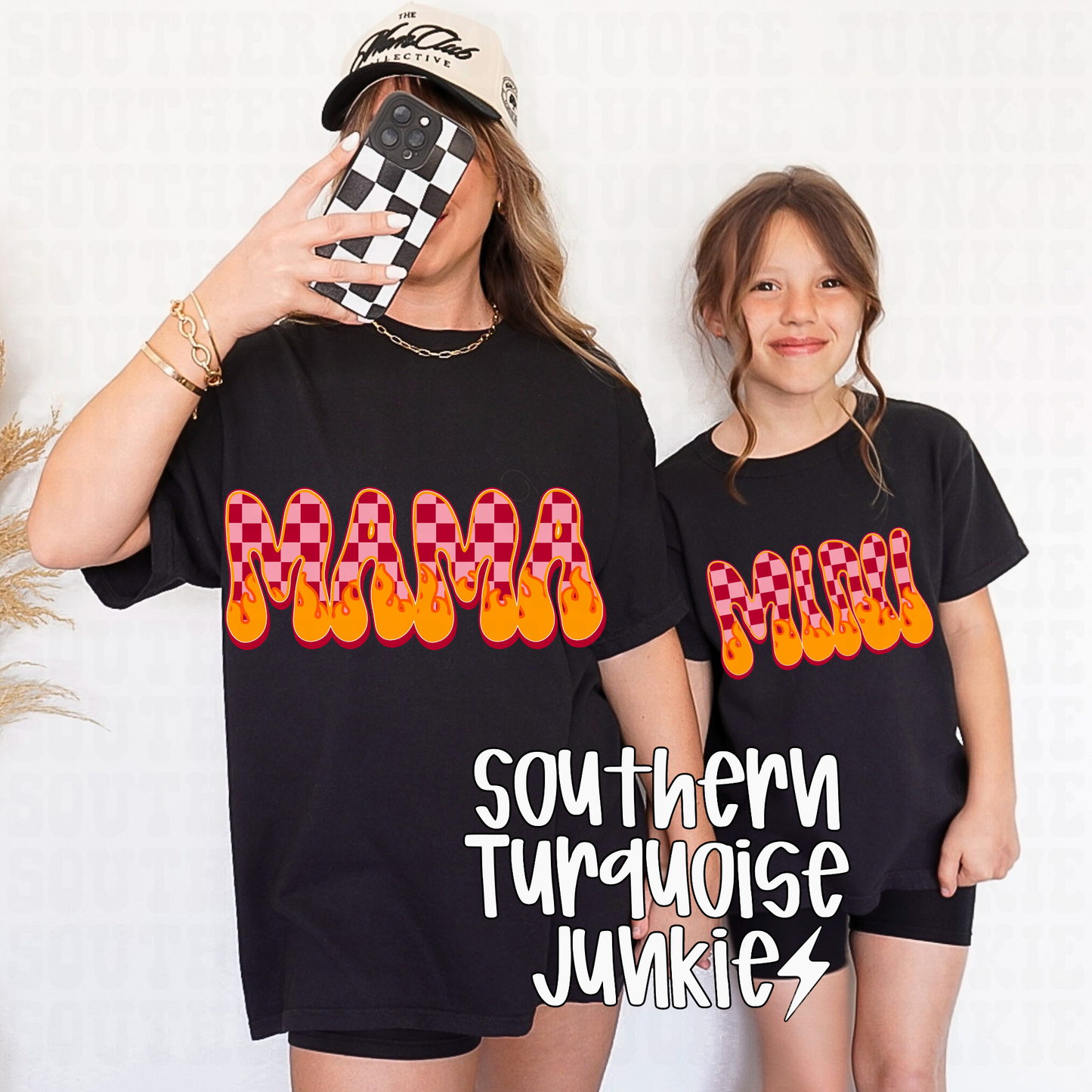 MAMA & MINI PINK FLAMES TEE