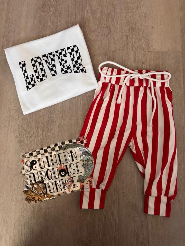 RED STRIPED JOGGERS ONLY