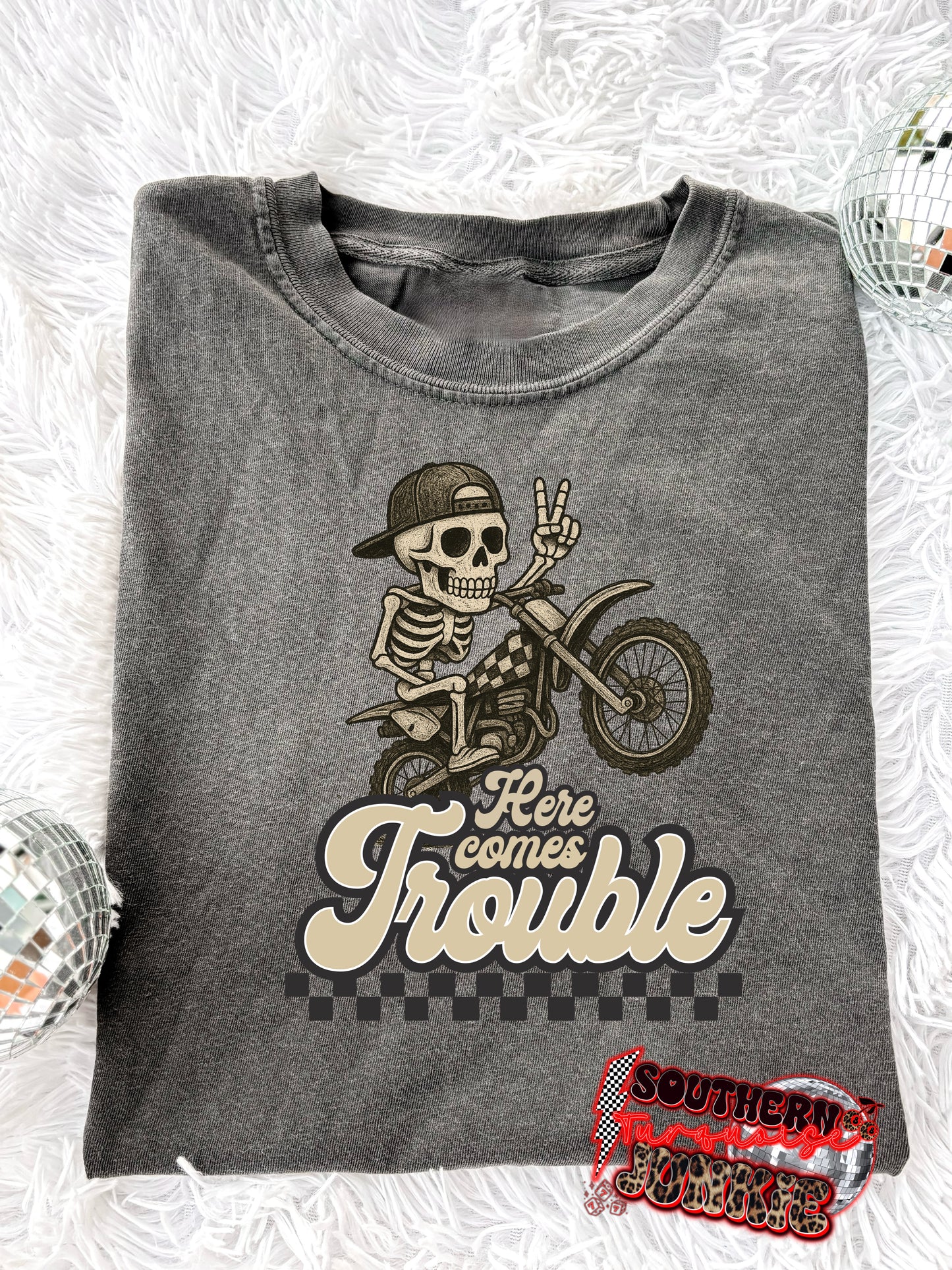 HERE COMES TROUBLE TEE