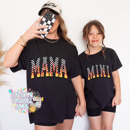 MAMA & MINI CHECKERED FLAMES TEE