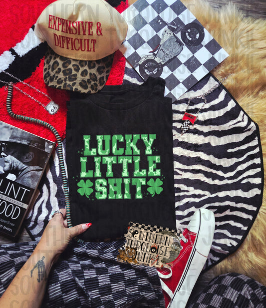 COW PRINT LUCKY LITTLE SHIT TEE