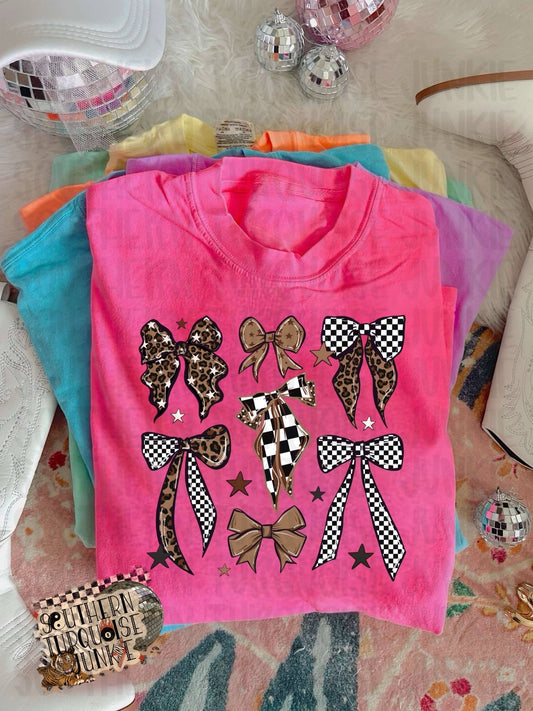 CHEETAH CHECKERED BOWS TEE