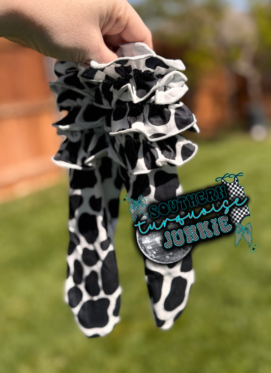 “COWPRINT” RUFFLED SOCKS