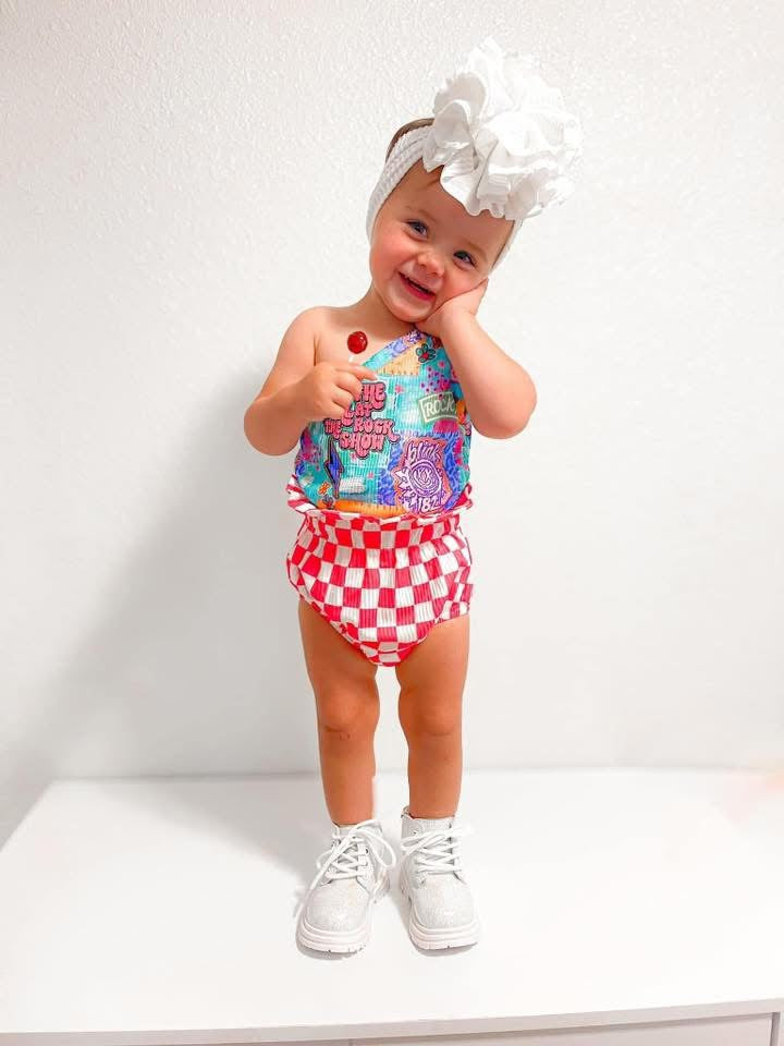 PINK CHECKERED RIBBED BLOOMIES